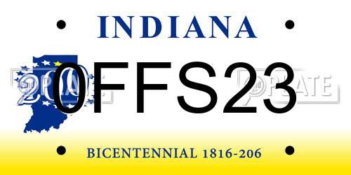 0FFS23 Indiana License Plate