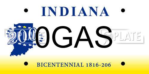 0GAS Indiana License Plate