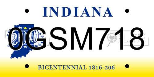 0GSM718 Indiana License Plate