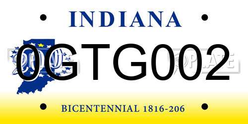 0GTG002 Indiana License Plate