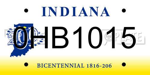 0HB1015 Indiana License Plate