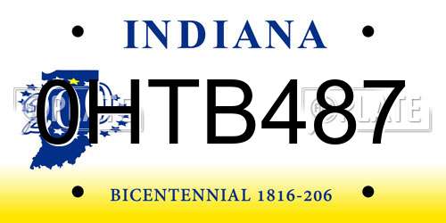 0HTB487 Indiana License Plate