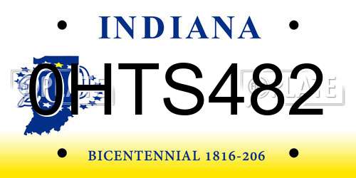 0HTS482 Indiana License Plate