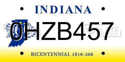 0HZB457 Indiana License Plate