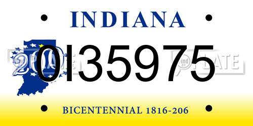 0I35975 Indiana License Plate