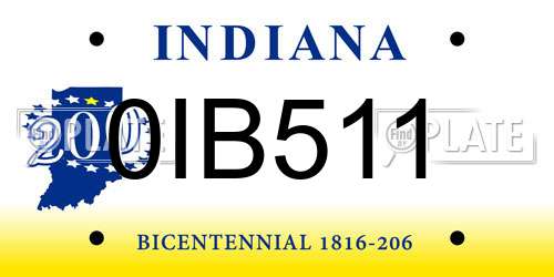 0IB511 Indiana License Plate