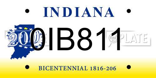 0IB811 Indiana License Plate