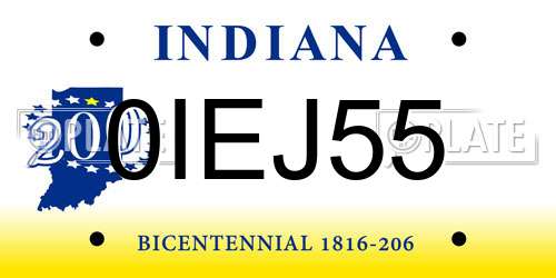 0IEJ55 Indiana License Plate