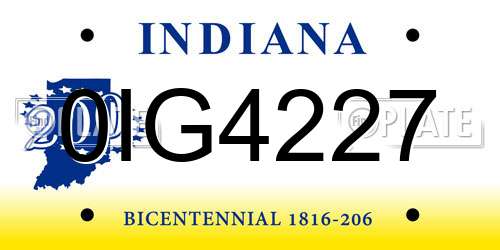 0IG4227 Indiana License Plate