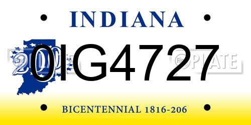 0IG4727 Indiana License Plate