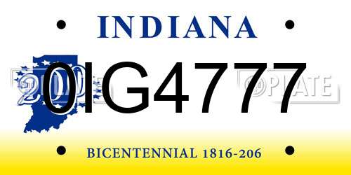 0IG4777 Indiana License Plate