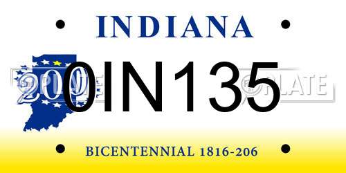 0IN135 Indiana License Plate