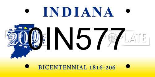 0IN577 Indiana License Plate