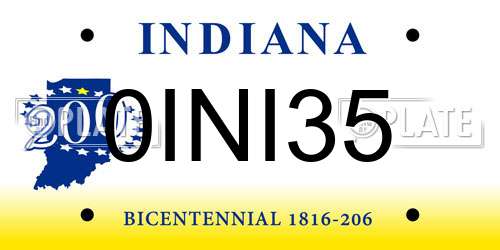 0INI35 Indiana License Plate
