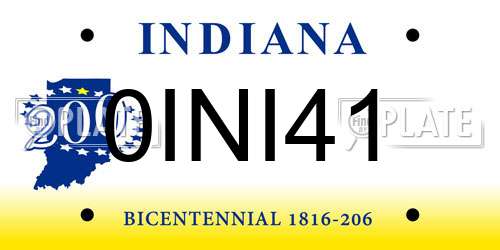 0INI41 Indiana License Plate