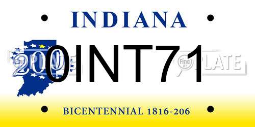 0INT71 Indiana License Plate