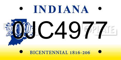 0JC4977 Indiana License Plate