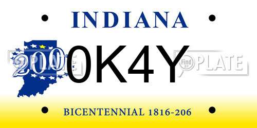 0K4Y Indiana License Plate