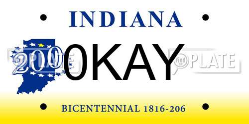 0KAY Indiana License Plate