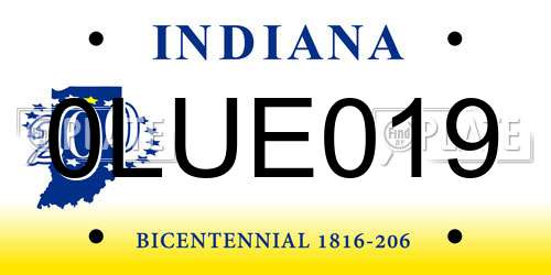 0LUE019 Indiana License Plate