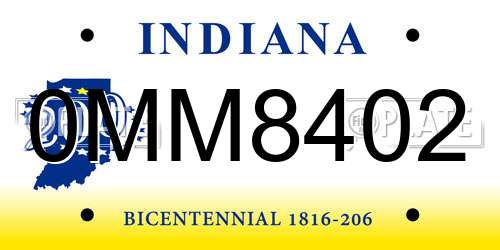 0MM8402 Indiana License Plate