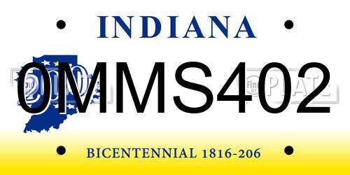 0MMS402 Indiana License Plate