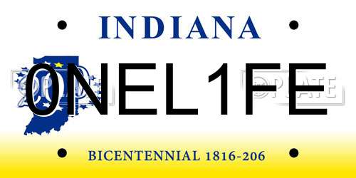 0NEL1FE Indiana License Plate