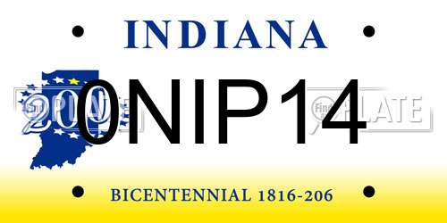 0NIP14 Indiana License Plate