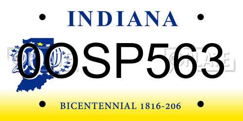 0OSP563 Indiana License Plate