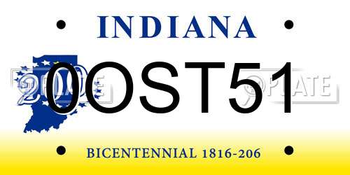 0OST51 Indiana License Plate