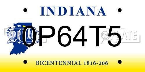 0P64T5 Indiana License Plate
