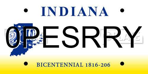 0PESRRY Indiana License Plate