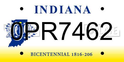 0PR7462 Indiana License Plate