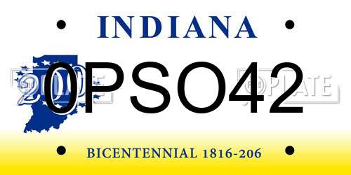 0PSO42 Indiana License Plate