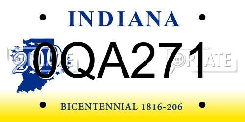 0QA271 Indiana License Plate