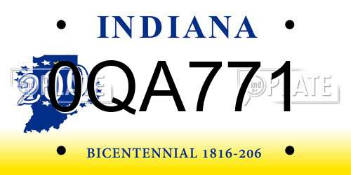 0QA771 Indiana License Plate
