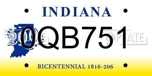 0QB751 Indiana License Plate