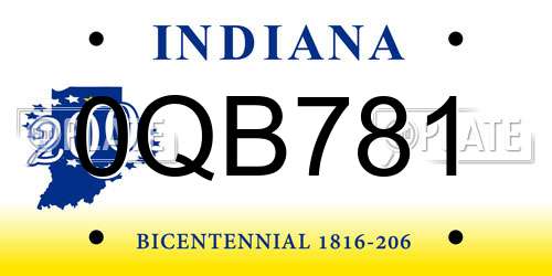 0QB781 Indiana License Plate