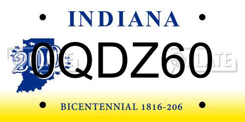 0QDZ60 Indiana License Plate