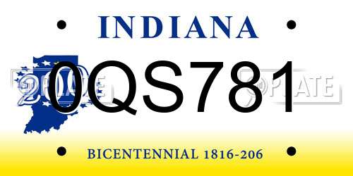 0QS781 Indiana License Plate