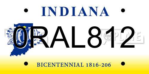 0RAL812 Indiana License Plate