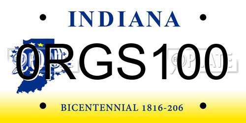 0RGS100 Indiana License Plate