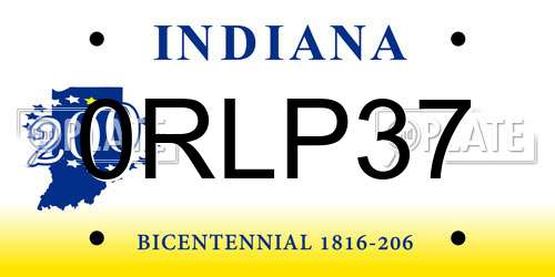 0RLP37 Indiana License Plate