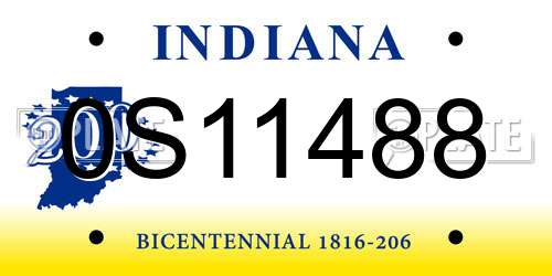0S11488 Indiana License Plate