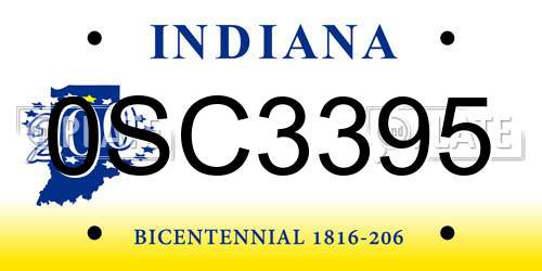 0SC3395 Indiana License Plate