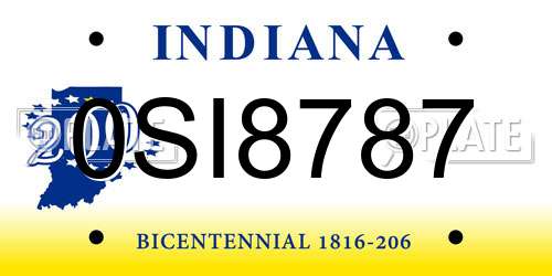 0SI8787 Indiana License Plate