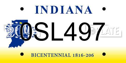 0SL497 Indiana License Plate