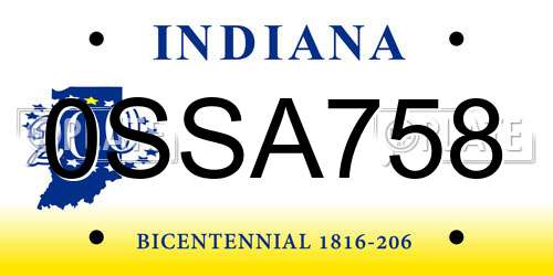 0SSA758 Indiana License Plate