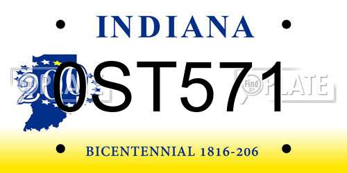 0ST571 Indiana License Plate