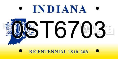 0ST6703 Indiana License Plate